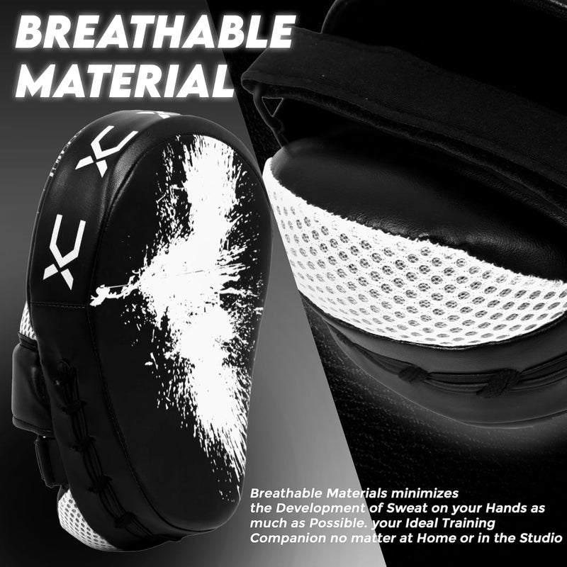 DALLX Sports Punch Mitts Target Focus Pads Hook and Jab Curved for MMA Training Martial Arts Karate Kickboxing Muay Thai with Adjustable Straps Ventilated - Image 5